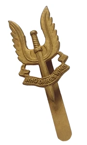 WW2 Special Air Service Officers Cap Badge All Brass Slider Vintage Original - Picture 1 of 8