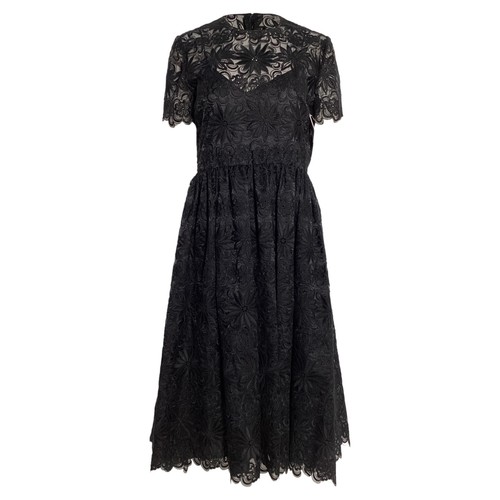 Valentino abito midi pizzo in poliammide donna nero taglia 44