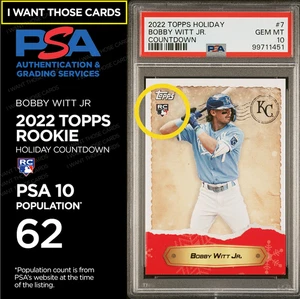 Bobby Witt Jr PSA 10 2022 ROOKIE - Rare - 2022 Topps RC - Picture 1 of 3