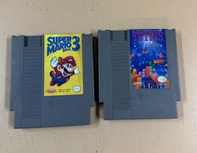 Lot 2 games Super Mario Bros. 3 (Nintendo NES, 1990)  Tetris cartridge