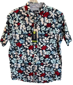 CHAPS Shirt Mens Medium Hawaiian Style Short Sleeve Stretch MSRP $60 NWT - Picture 1 of 10