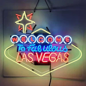 US Stock Welcome To Las Vegas Neon Sign 24"x20" Glass Beer Bar Pub Wall Decor - Picture 1 of 3