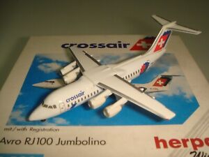 Herpa Wings 500 Crossair Avro RJ100 146-300 "1990s color- Jumbolino" 1:500 NG