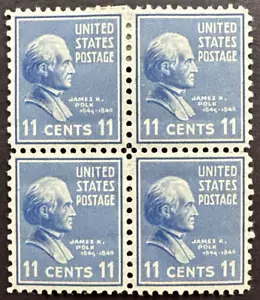 US 1938 Scott #816 Block of 4 MH/MNH OG -11 Cent Polk Presidential Series - Picture 1 of 2