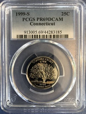 1999-S STATE QUARTERS PCGS PR69DCAM-CONNECTICUT KM# 297 - Image 1 of 2
