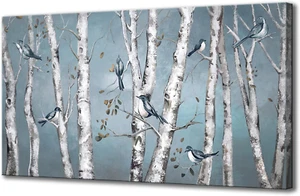 Large Landscape Forest Canvas Wall Art Blue Bird on White Birch Tree Picture Pri - Picture 1 of 7