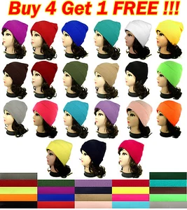 Nuevo Hombres Mujeres Gorro Liso Frijoles Tejido Gorra de Esquí Sombrero Cálido Muchos Colores Lisos Invierno - Imagen 1 de 79