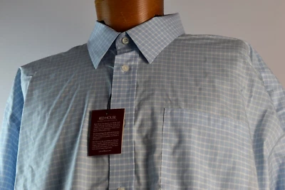 NUEVO CON ETIQUETAS Camisa Red House Talla 3XL Sin Hierro Azul Blanco A Cuadros Abotonada Algodón Bolsillo Foto 1 de 4