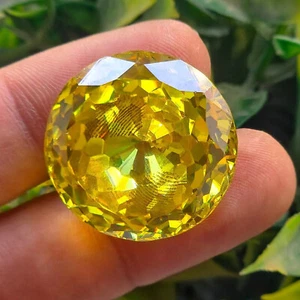 Piedra preciosa suelta de corte redondo certificada AAA+ circón amarillo natural 92 quilates - Imagen 1 de 6