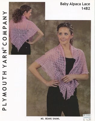 Plymouth Knitting Pattern 1482 Baby Alpaca Lace Ms. Beans Shawl - Image 1 of 2