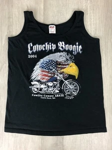 Biker Tank Top Motorcycle Bald Eagle Cowchip Boogie 2004 Anvil 100% Cot Womens M - Picture 1 of 12