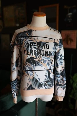 White Peach Multicolor Painted Leaves OC Sweatshirt Sweater Opening Ceremony XS - Image 1 of 4