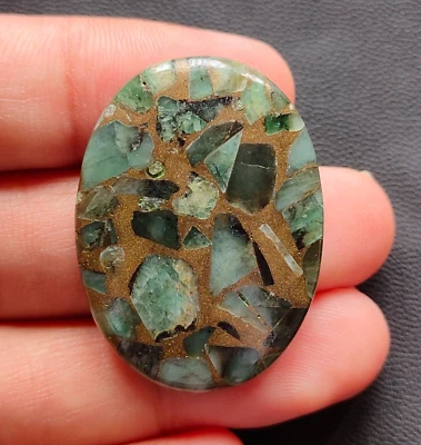 100% Natural Copper Serpentine Oval Cabochon Loose Gemstone 41 Cts 36x27x5 MM - Image 1 of 2