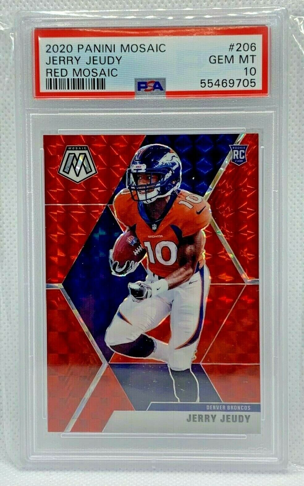 2020 Panini Mosaic #206 Jerry Jeudy Red Mosaic PSA 10 RC Rookie Broncos