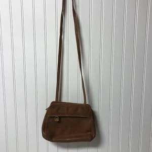 liz claiborne mini crossbody purse bag brown  leather - Picture 1 of 12