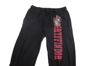 Harry Potter Gryffindor Woman's Small Black Lounge Pants Drawstring Logo - Picture 1 of 6