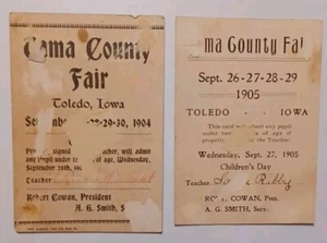 Tama Co. Fair Toledo Iowa - Children's Day Teacher Admit Ad Trade Cards - Picture 1 of 4