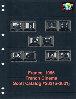 $10.00 Scott Value - 1986 FRANCIA Cine Películas CV MNH NH UMM Foto 1 de 4