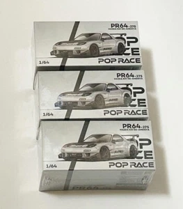 Set 3 POPRACE LIMITED 1/64 MAZDA RX7 RE-AMEMIYA WIDEBODY ARGENTO PR64-275 - Foto 1 di 3