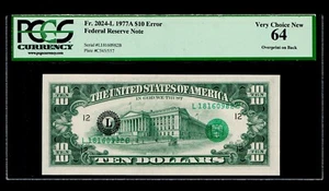 1977 A $10 Federal Reserve Note Overprint on Back Error PCGS 64 - Picture 1 of 2