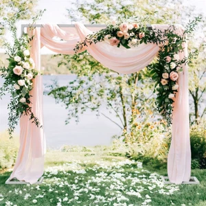 10ft Wedding Arches Ceremony Square Metal Balloon Arch Backdrop Stand In/Outdoor - Picture 1 of 12