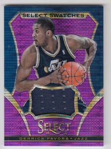 2013-14 Select Swatches Prizms Purple #75 Derrick Favors Jersey /99