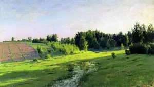 Oil painting Evening shadows nice green landscape on canvas Isaak Iliich Levitan - Picture 1 of 1