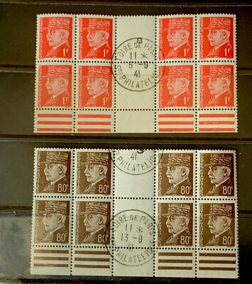 P697 France Stamp 1941 Paris Philatelic Fair Rare Set Margin Block Of 8 MNHOG Gr - Image 1 of 3