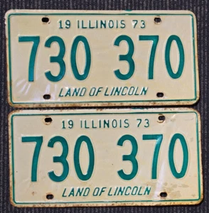 Vintage Illinois License Plate 1973 "Land Of Lincoln" 730 370 2 Pieces - Picture 1 of 2