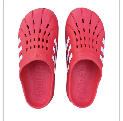 Adidas Adilette Zueco Sin Cordones Rojo Vivo Blanco Para hombres Sandalia de Natación Zapatos Talla 9 Foto 1 de 4