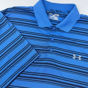 Under Armour Shirt Herren XL blau schwarz gestreift lose HeatGear Golf Polo 1253477 - Bild 1 von 9