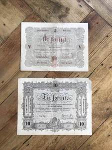 1848 Hungary 5 & 10 Forint Gulden Zlaty Banknotes Job Lot!!! - Picture 1 of 15