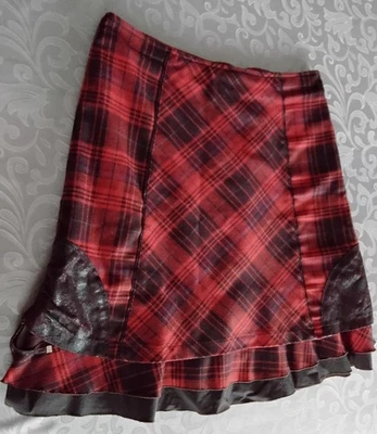 BIBA Damen Rock rostrot/braun kariert Gr. 42 tolle Details gefüttert - Bild 1 von 4