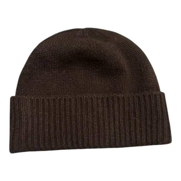 Gorro Aritzia Babaton 100 % cachemir puño acanalado marrón talla única Foto 1 de 4