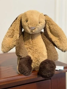 BNWT Authentic Jellycat Bashful Patchwork Brown Bunny In Hand Ready To Ship - Picture 1 of 4