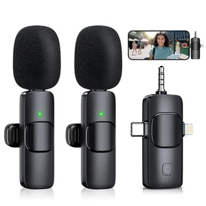 Mini Microphone, 3 in 1 Wireless Lavalier Microphones for iPhone, iPad, Camer... - Picture 1 of 8