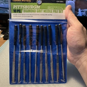 Juego de 10 limas de aguja de grano de diamante Pittsburgh ligeramente USADAS; artículo 69876; ¡OFERTA! - Imagen 1 de 7