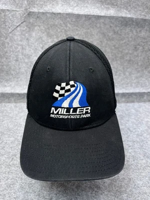 Gorra ajustada Miller Motosports Park adulto extra grande negra mezcla de polietileno camionero Foto 1 de 4
