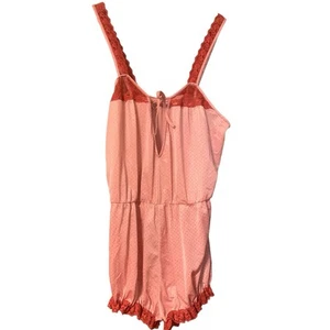 Vtg 50s 60s Texsheen Bloomer Romper Playsuit S Nylon Keyhole Lace Ruffle Teddie - Picture 1 of 10