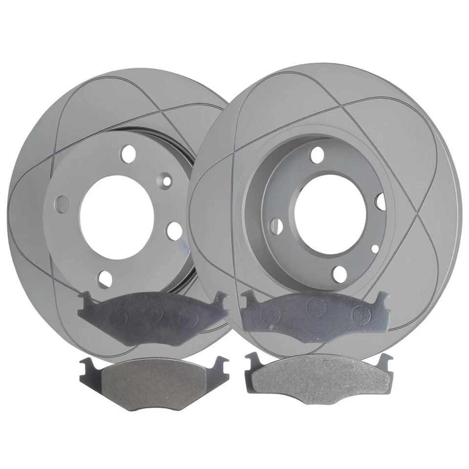 Front Slotted Disc Brake Rotors & Pads For Volkswagen Rabbit, Quantum; 239mm - Image 1 of 4