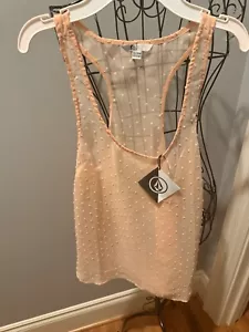 VOLCOM Women's XS Sweet Dot Sheer Peach Tank Top NEW - Picture 1 of 5