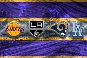 Póster LOS ANGELES SPORTS 8x10 pulgadas LA Laker Dodgers Rams Kings envío gratuito EE. UU. - Imagen 1 de 4