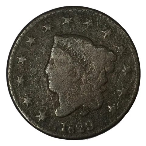 1829 1C Coronet Head Large Cent AG Uncertified # Cover