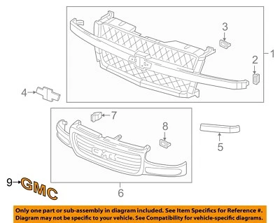 Placa de identificación con emblema de parrilla GMC GM OEM 03-16 Savana 2500 22881265 Foto 1 de 2