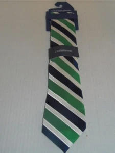 CROFT & BARROW - MEN -  NECKTIE. NAVY/ GREEN  EVE STRIPE. RET.@ $34.00 (LR-1-29) - Picture 1 of 5