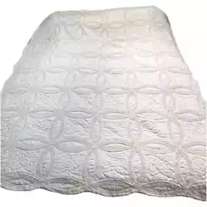 HERITAGE WEDDING RING 3 pc full/queen QUILT SET HEIRLOOM IVORY W IV0RY CROCHET - Picture 1 of 2