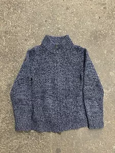 LL Bean Marled Blue Lambs Wool Sweater Cardigan M Womens Full Zip Front - Picture 1 of 6
