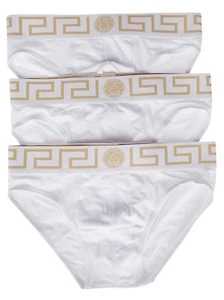 NIB Versace Mens 3-Pack Greca Border Brief underwear White Size 7 X-Large - Picture 1 of 9
