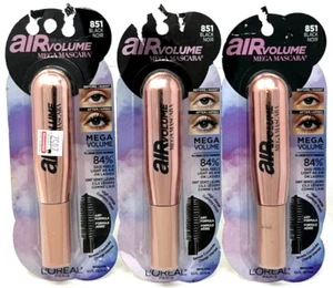 (3) Loreal Air Volume Mega Mascara 0.3 fl oz Each Sealed 851 - Black - Picture 1 of 3