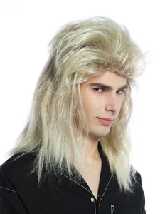 Perücke Damen Herren Karneval Fasching Vokuhila Hardrock blond Proll 80er wig - Bild 1 von 6